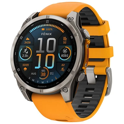 Garmin fēnix 8 47mm Sapphire AMOLED Bluetooth Multisport Smartwatch - Spark Orange/Graphite/Carbon Grey