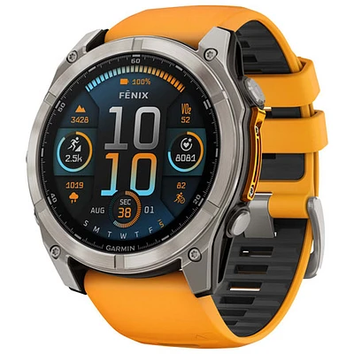 Garmin fēnix 8 51mm Sapphire AMOLED Bluetooth Multisport Smartwatch - Spark Orange/Graphite/Carbon Grey