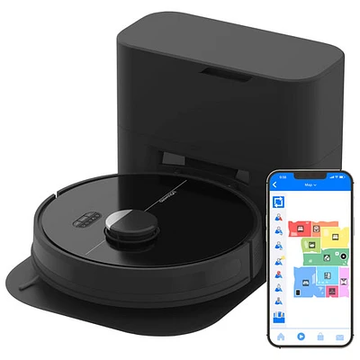 Aspirateur robot-vadrouille connecté Wi-Fi à vidage automatique Dustin de bObsweep - Nuit noire