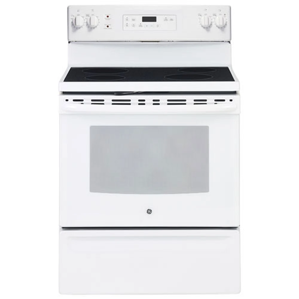 Open Box - GE 30" 5.0 Cu. Ft. Electric Range (JCB630DKWW) - White on White - Scratch & Dent