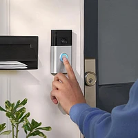 Ring Battery Doorbell with Head-to-Toe HD Video, Live View, Two-Way Talk & Motion Detection - Satin Nickel