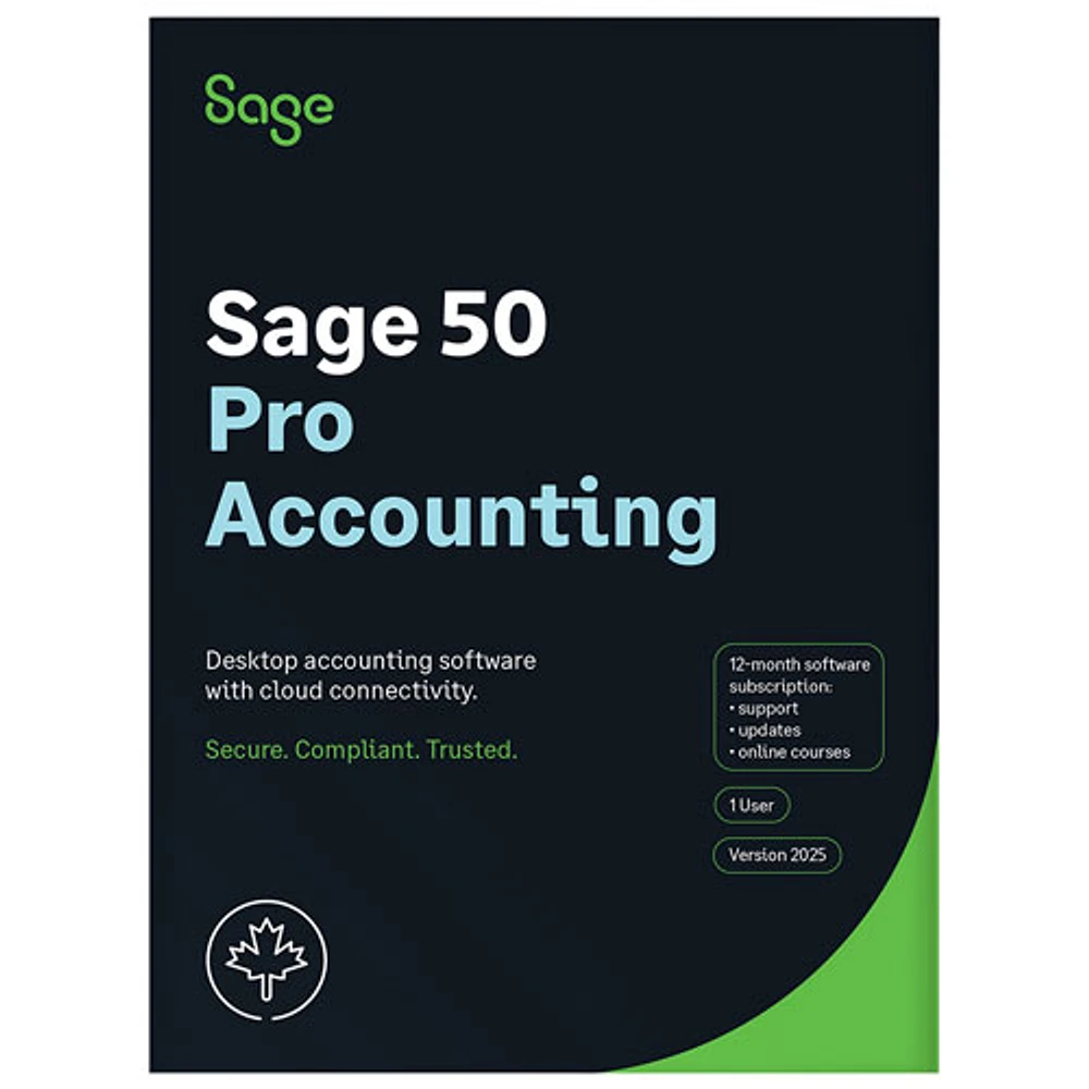 Sage 50 Comptabilité Pro 2025 - Abonnement d'un an – 1 utilisateur