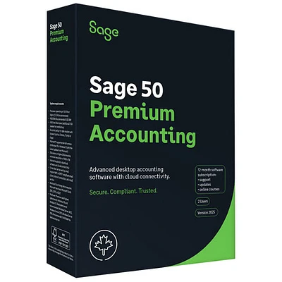 Sage 50 Premium Accounting 2025 (PC) - 2 User - 1 Year Subscription