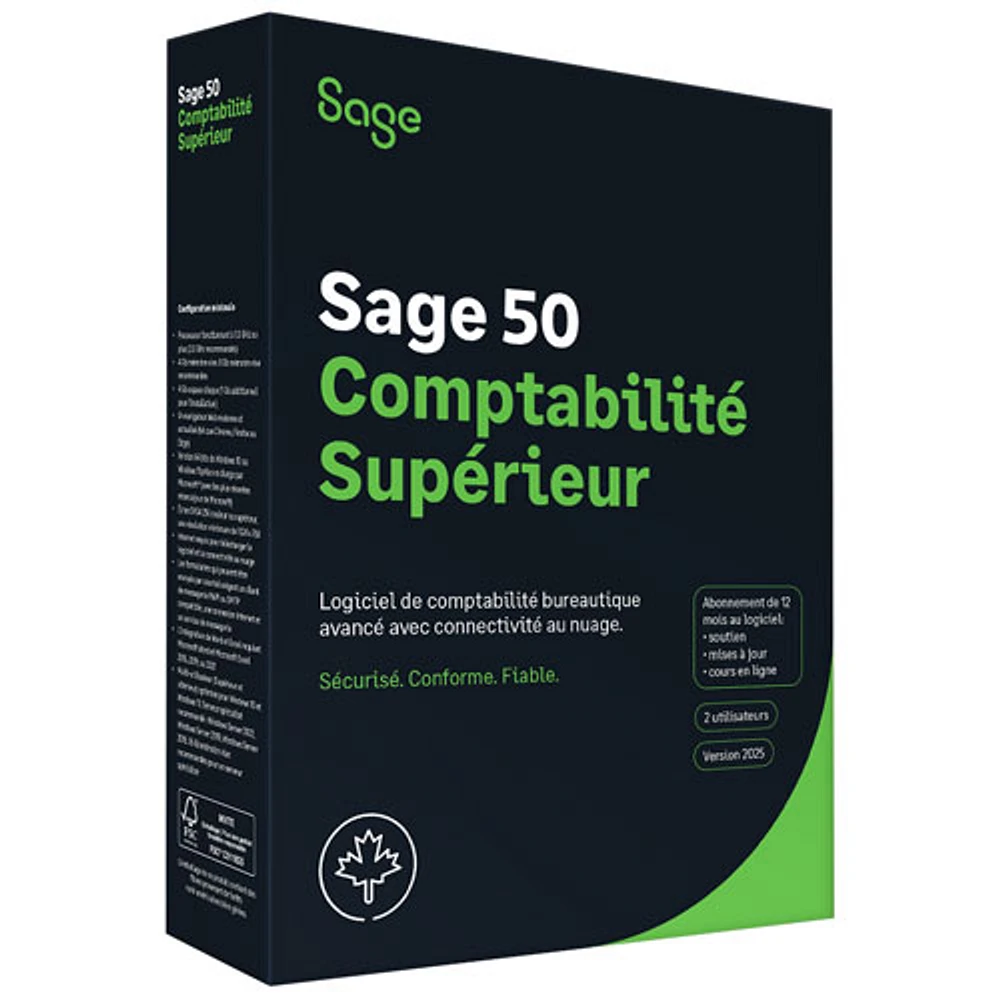 Sage 50 Premium Accounting 2025 (PC) - 2 User - 1 Year Subscription