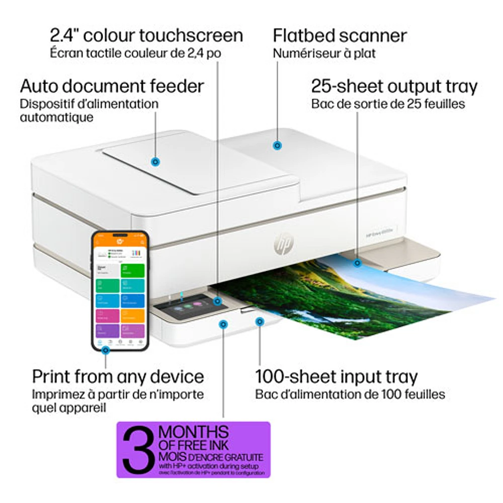 Imprimante à jet d'encre tout-en-un 6555e de HP - Essai de 3 mois de Instant Ink de HP inclus*