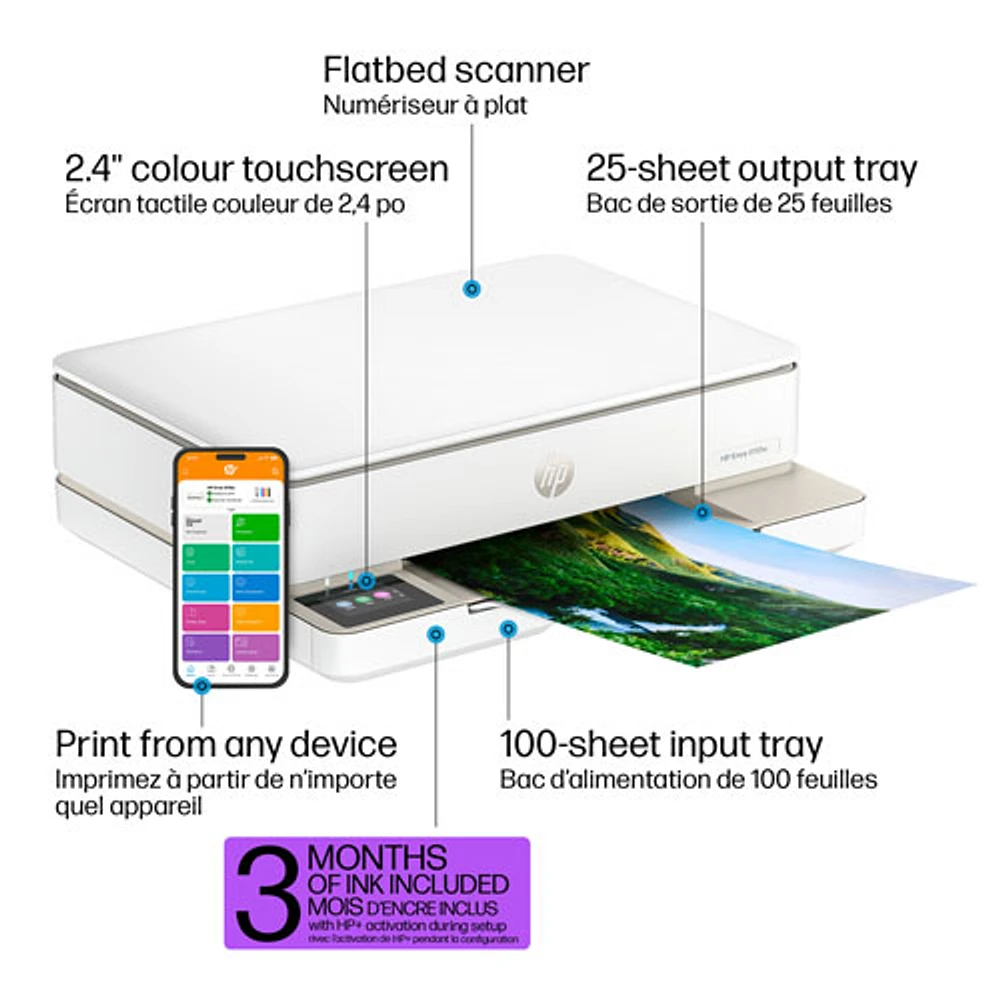 Imprimante à jet d'encre tout-en-un 6155e de HP - Essai de 3 mois de Instant Ink de HP inclus*
