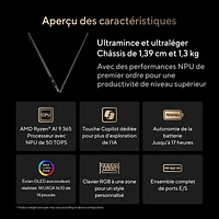 Portable de 14 po Vivobook S d'ASUS - Noir neutre/Aluminium (Ryzen AI 9 365 d'AMD/RAM 24 Go/SSD 512 Go/Windows 11)