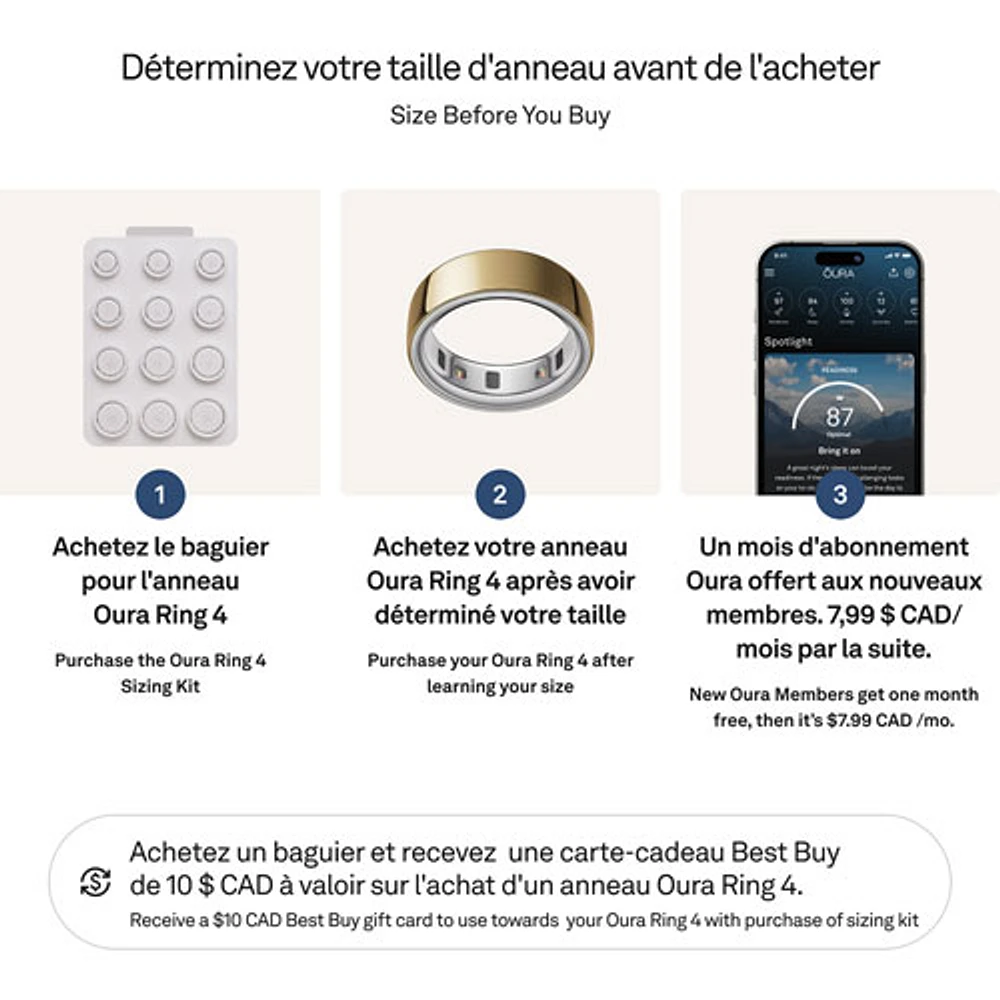 Anneau intelligent de sommeil et de mise en forme Ring 4 d'Oura - Doré - Taille 12