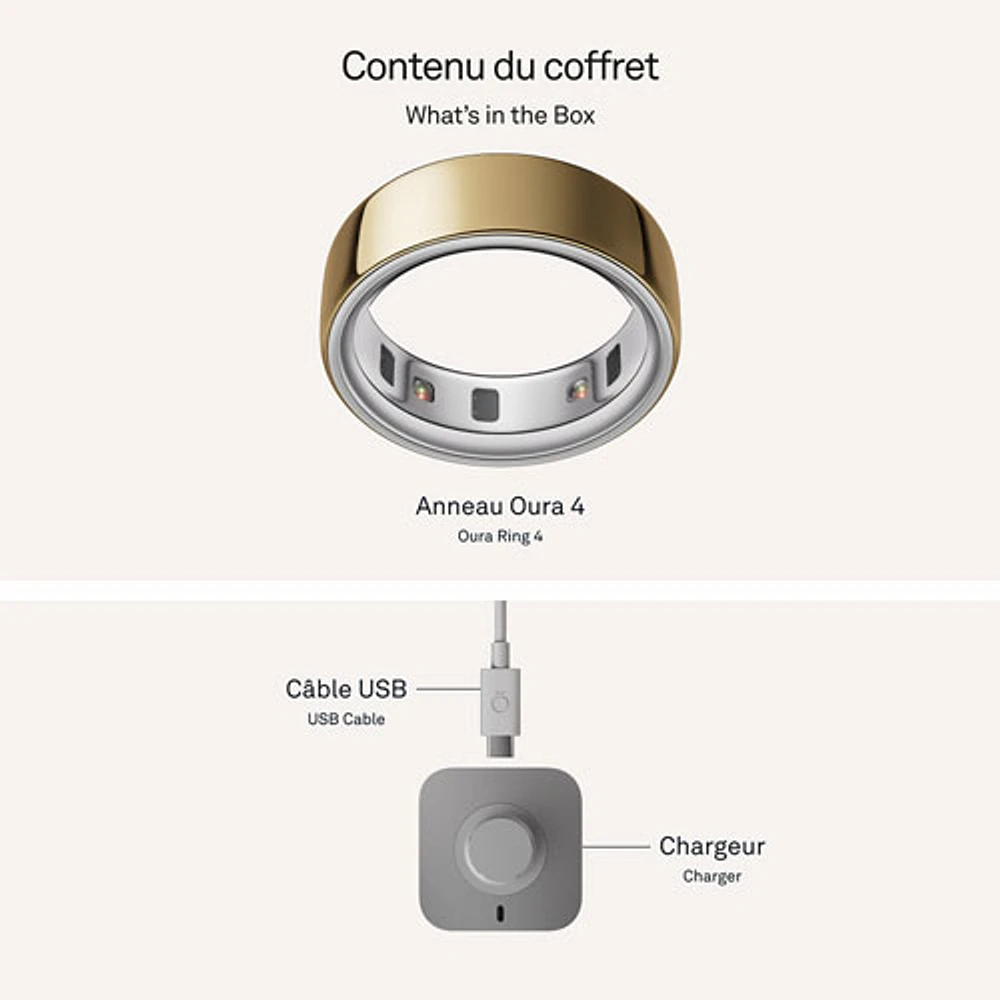 Anneau intelligent de sommeil et de mise en forme Ring 4 d'Oura - Doré - Taille 12