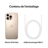 iPhone 16 Pro Max de 256 Go d'Apple avec Virgin Plus - Titane sable - Financement mensuel