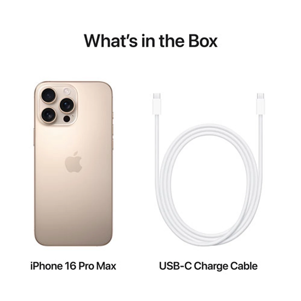 iPhone 16 Pro Max de 256 Go d'Apple avec Virgin Plus - Titane sable - Financement mensuel