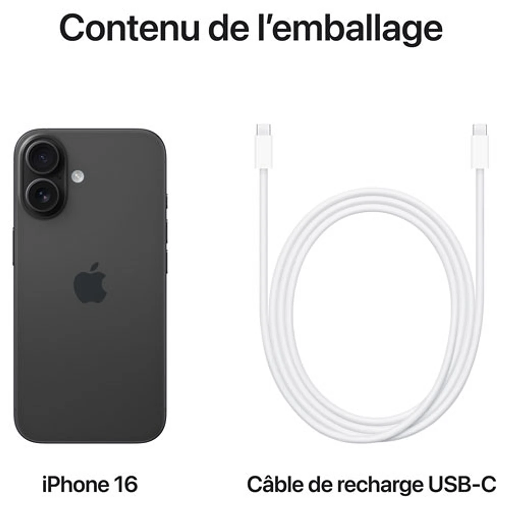 iPhone 16 de Go d'Apple offert par TELUS - Noir