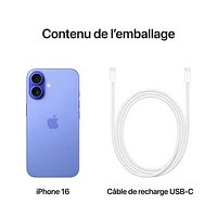 iPhone 16 de 128 Go d'Apple avec Fido - Bleu outremer - Financement mensuel