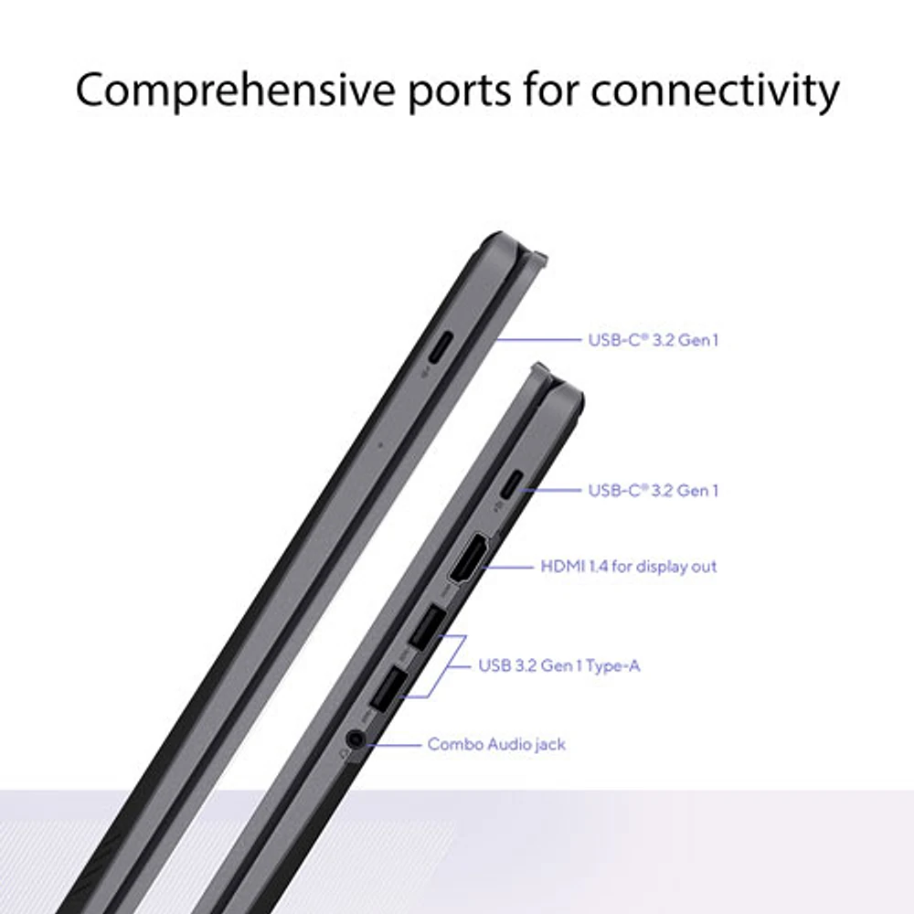 Chromebook Plus à écran tactile 14 po CX34 d'ASUS - Gris rocheux (Core i3-1215U d'Intel/RAM 8 Go/SSD 128 Go/ChromeOS)