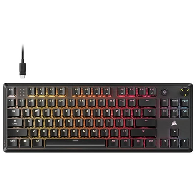 Clavier de jeu sans pavé numérique avec fil rétroéclairé à commutateurs mécaniques linéaires Red K70 CORE de Corsair - Noir