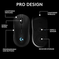 Logitech G PRO 2 LIGHTSPEED 44000 DPI Wireless Optical Gaming Mouse - Black