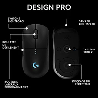 Logitech G PRO 2 LIGHTSPEED 44000 DPI Wireless Optical Gaming Mouse - Black