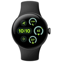 Montre Pixel Watch 3 de Google (LTE + GPS) avec TELUS avec boîtier de 45 mm en aluminium noir mat et bracelet sport noir volcanique - Financement mensuel