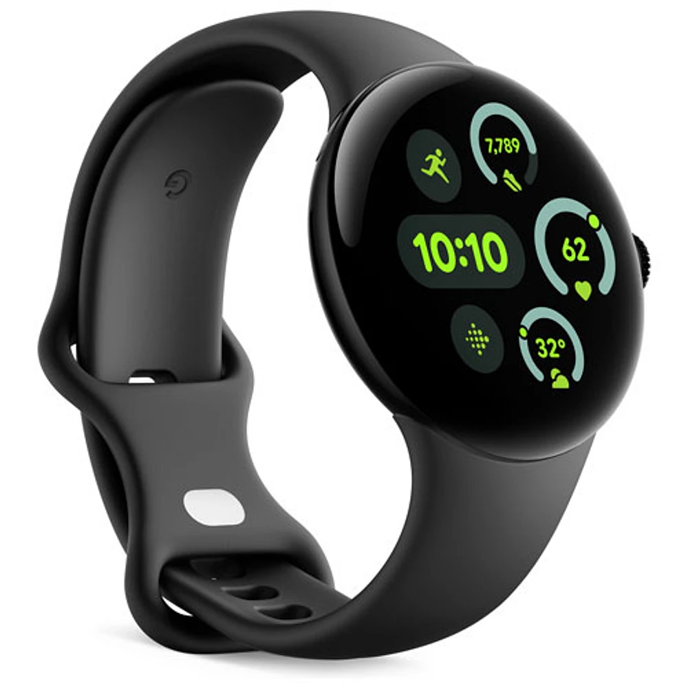 Montre Pixel Watch 3 de Google (LTE + GPS) avec TELUS avec boîtier de 45 mm en aluminium noir mat et bracelet sport noir volcanique - Financement mensuel