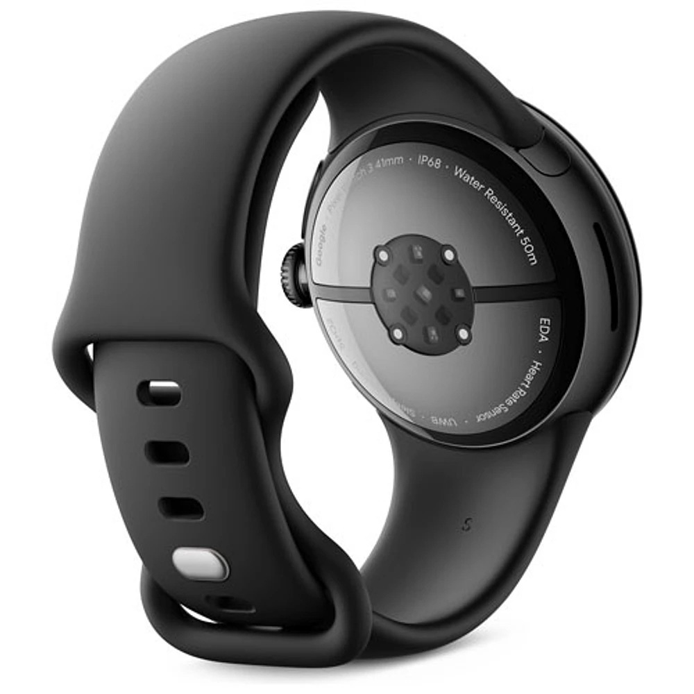 Montre Pixel Watch 3 de Google (LTE + GPS) avec TELUS avec boîtier de 45 mm en aluminium noir mat et bracelet sport noir volcanique - Financement mensuel