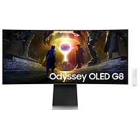 Moniteur de jeu G-Sync/FreeSync DELO incurvé WQHD 175 Hz 34 po Odyssey G8 de Samsung avec temps de réponse de 0,03 ms gris à gris (LS34DG850SNXZA) - Argenté