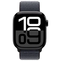 Apple Watch Series 10 (GPS) avec boîtier de mm en aluminium noir de jais et bracelet sport à rabat encre