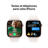 Apple Watch Series 10 (GPS) avec boîtier de mm en aluminium or rose et bracelet sport rose tendre