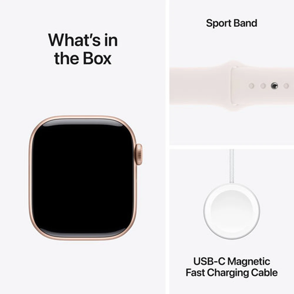 Apple Watch Series 10 (GPS) avec boîtier de mm en aluminium or rose et bracelet sport rose tendre