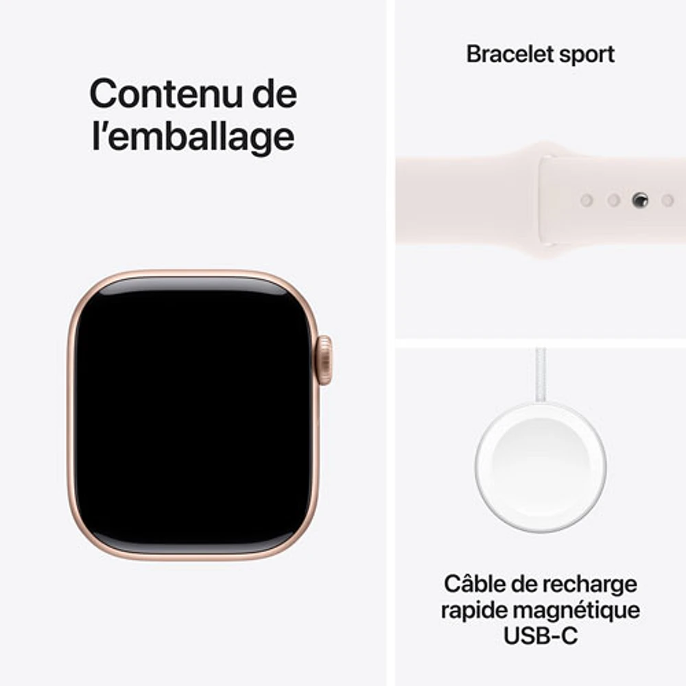 Apple Watch Series 10 (GPS) avec boîtier de mm en aluminium or rose et bracelet sport rose tendre