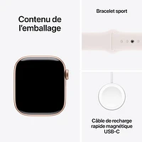 Apple Watch Series 10 (GPS) avec boîtier de mm en aluminium or rose et bracelet sport rose tendre