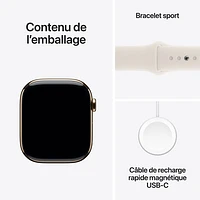 Apple Watch Series 10 (GPS + cellulaire) avec boîtier de mm en titane doré et bracelet sport comète