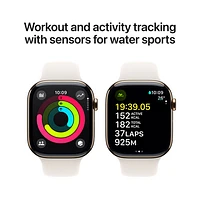Apple Watch Series 10 (GPS + cellulaire) avec boîtier de mm en titane doré et bracelet sport comète