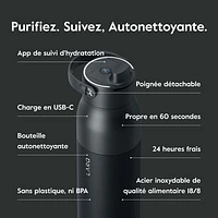 LARQ PureVis 2 680ml (23oz.) Self-Cleaning Insulated Stainless Steel Water Bottle with Smart Sensor - Black