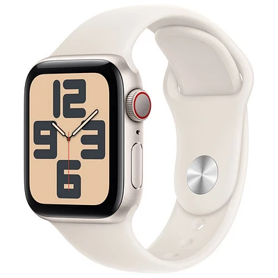 Apple Watch SE (GPS + Cellular) 40mm Starlight Aluminum Case with Starlight Sport Band - Small/Medium