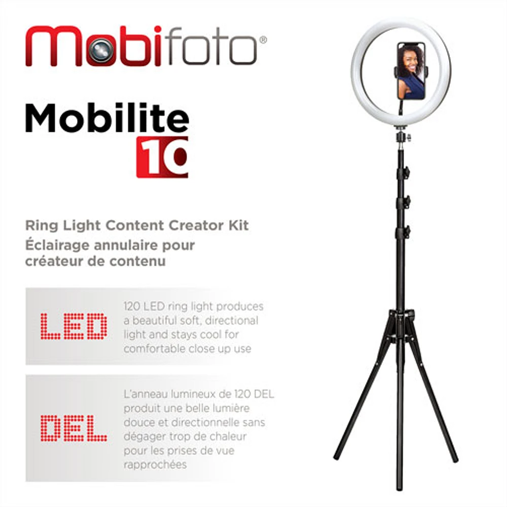 Anneau lumineux DEL de 10 po Mobilite de Mobifoto (MOBIRL10)