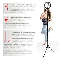 Anneau lumineux DEL de 10 po Mobilite de Mobifoto (MOBIRL10)