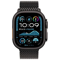 Apple Watch Ultra 2 (GPS + Cellulaire) avec boîtier de 49 mm en titane noir et bracelet milanais en titane noir par TELUS