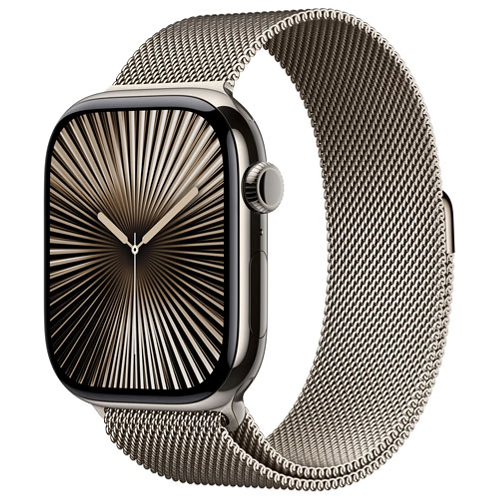 TELUS Apple Watch Series 10 (GPS + Cellular) 46mm Natural Titanium Case w/Natural Milanese Loop -/M- Monthly Financing