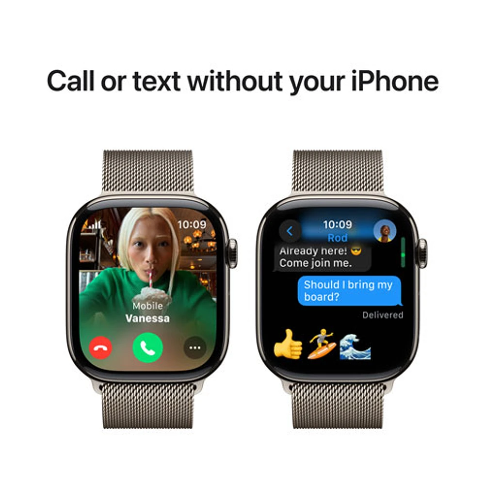 TELUS Apple Watch Series 10 (GPS + Cellular) 46mm Natural Titanium Case w/Natural Milanese Loop -/M- Monthly Financing