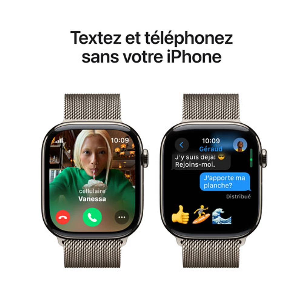 TELUS Apple Watch Series 10 (GPS + Cellular) 46mm Natural Titanium Case w/Natural Milanese Loop -/M- Monthly Financing