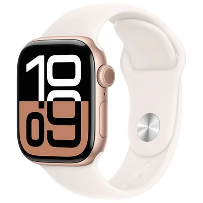 TELUS Apple Watch Series 10 (GPS + Cellular) 42mm Rose Gold Aluminum Case w/Light Blush Sport Band -/M- Monthly Financing