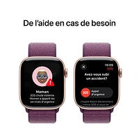 TELUS Apple Watch Series 10 (GPS + Cellular) 42mm Rose Gold Aluminum Case with Plum Sport Loop - Monthly Financing