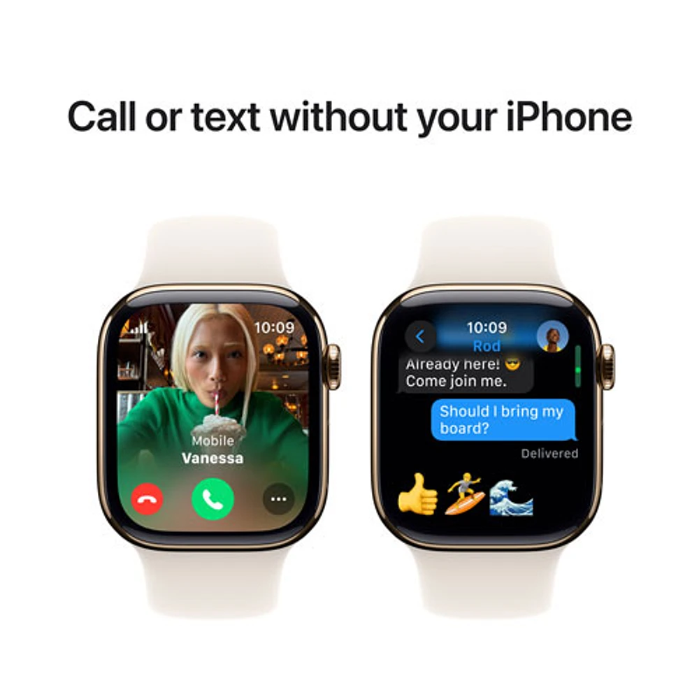 TELUS Apple Watch Series 10 (GPS + Cellular) 42mm Gold Titanium Case w/Starlight Sport Band -/M- Monthly Financing