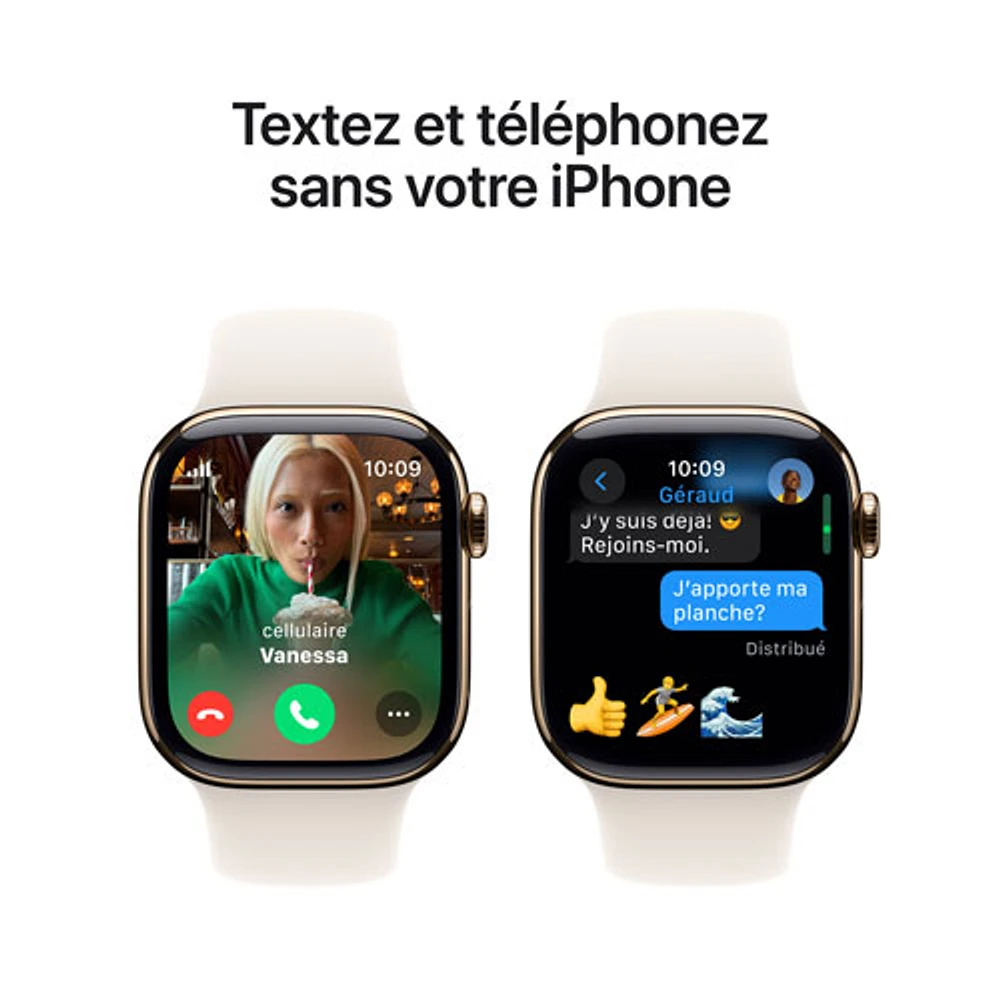 TELUS Apple Watch Series 10 (GPS + Cellular) 42mm Gold Titanium Case w/Starlight Sport Band -/M- Monthly Financing