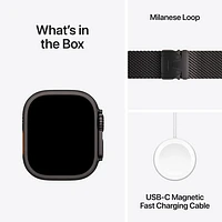 Apple Watch Ultra 2 (GPS + Cellulaire) avec boîtier de 49 mm en titane noir et bracelet milanais en titane noir par Rogers - Grand - Financement mensuel