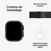 Apple Watch Ultra 2 (GPS + Cellulaire) avec boîtier de 49 mm en titane noir et bracelet milanais en titane noir par Rogers - Grand - Financement mensuel