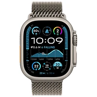 Apple Watch Ultra 2 (GPS + Cellulaire) avec boîtier de 49 mm en titane naturel et bracelet milanais en titane naturel par Rogers - Grand - Financement mensuel