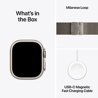 Apple Watch Ultra 2 (GPS + Cellulaire) avec boîtier de 49 mm en titane naturel et bracelet milanais en titane naturel par Rogers - Grand - Financement mensuel