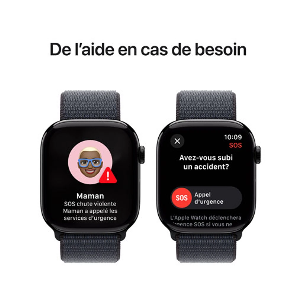 Apple Watch Series 10 (GPS + Cellulaire) avec boîtier de 46 mm en aluminium noir de jais et bracelet sport encre de Rogers - Financement mensuel