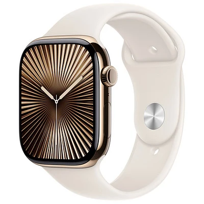 Rogers Apple Watch Series 10 (GPS + Cellular) 46mm Gold Titanium Case with Starlight Sport Band